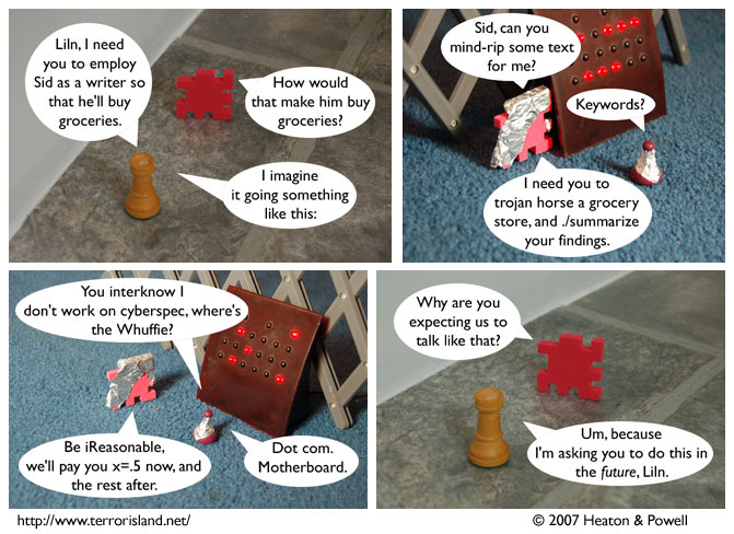 Terror Island uses a tensed logic. it's hard to appreciate this comic strip without seeing it