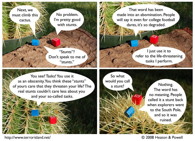 College football dares are a hateful perversion of language. it's hard to appreciate this comic strip without seeing it