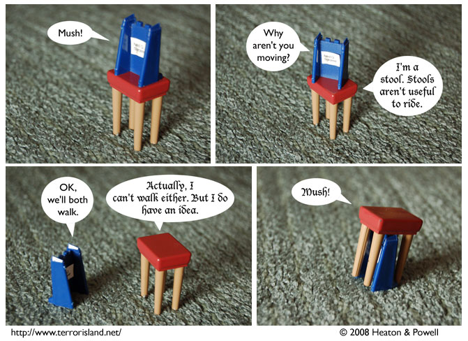 The correct command to hasten a dentist is giddyup. it's hard to appreciate this comic strip without seeing it